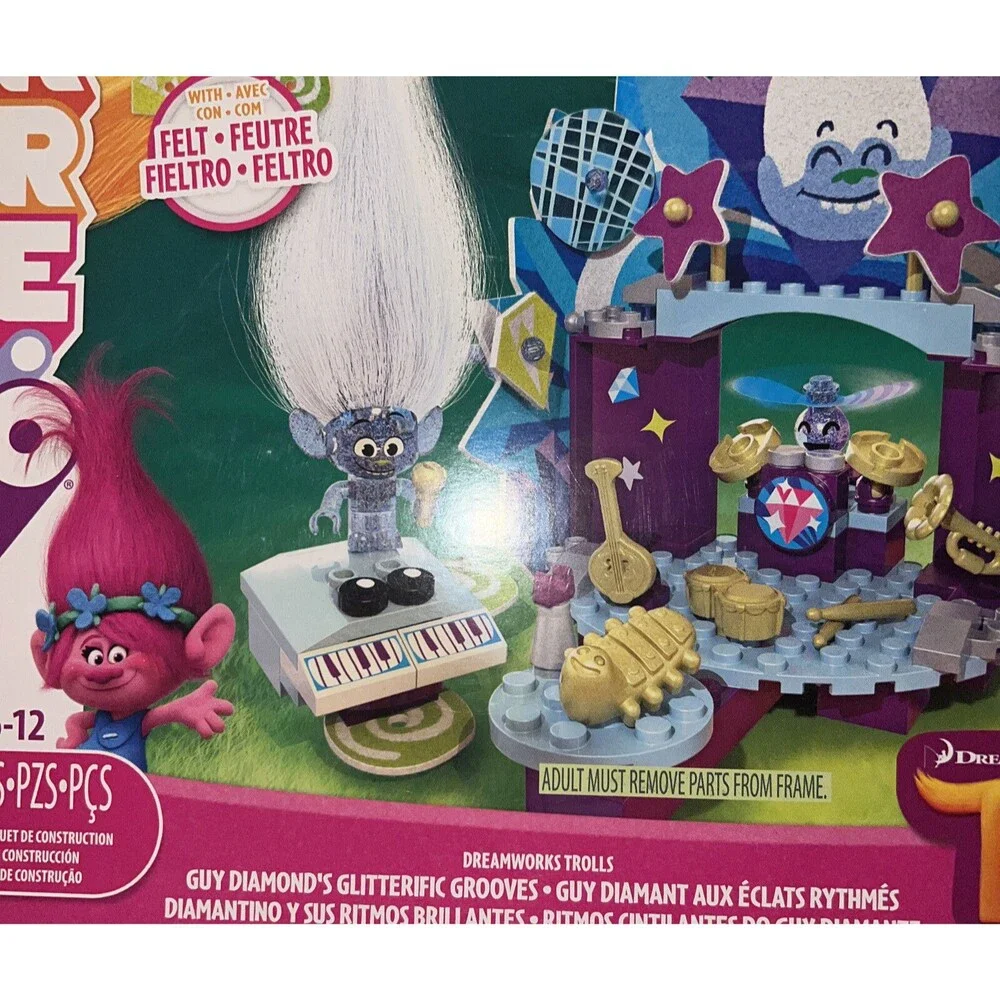 Trolls K’reo  dreamworks Brand New Guy Diamonds Glitterific Grooves 77 PCs Block